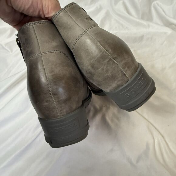 Sorel Evie II Womens Bootie Sz 9.5 Beige Leather Side Zip Waterproof Ankle Boots - Picture 10 of 10